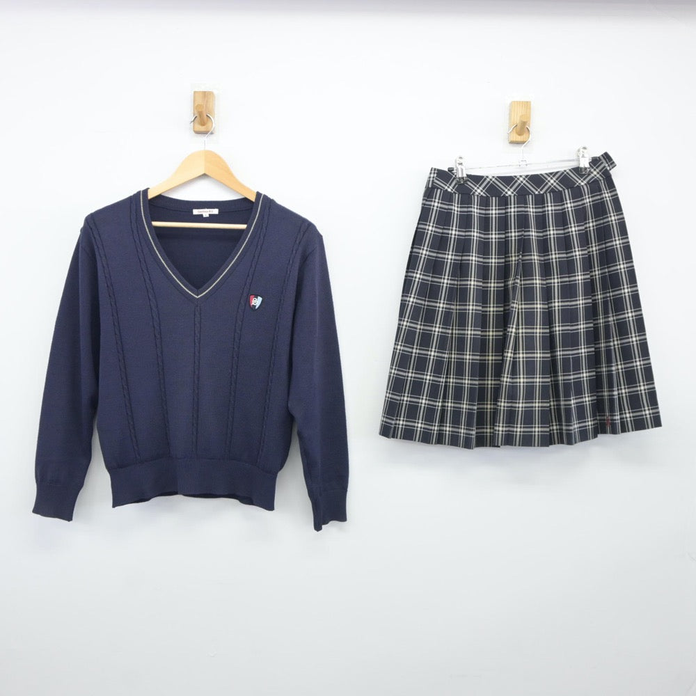 【中古】岡山県 西大寺高等学校 女子制服 2点（ニット・スカート）sf025055