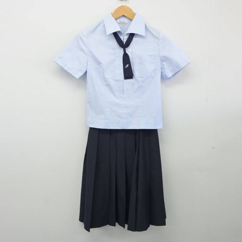 【中古】熊本県 必由館高等学校 女子制服 3点（シャツ・スカート）sf025060