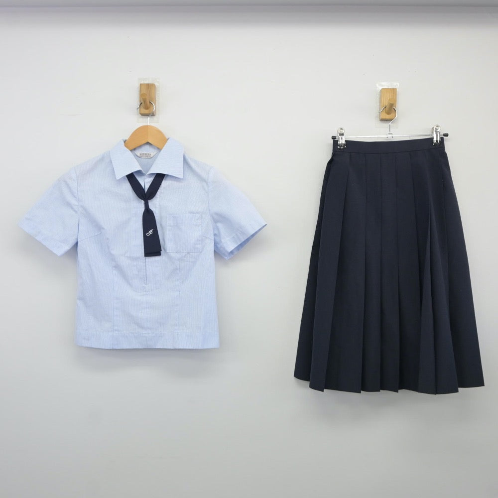 【中古】熊本県 必由館高等学校 女子制服 3点（シャツ・スカート）sf025060