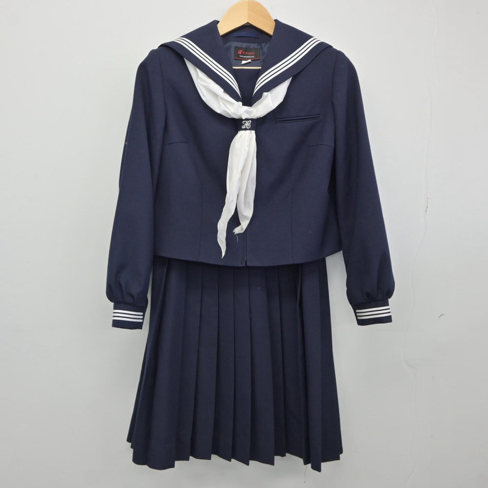 【中古】千葉県 船穂中学校 女子制服 3点（セーラー服・スカート）sf025096