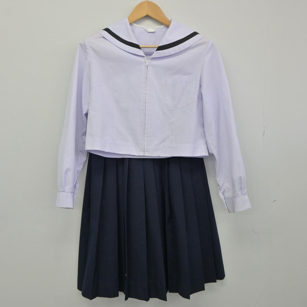 【中古】千葉県 船穂中学校 女子制服 4点（セーラー服・スカート）sf025097