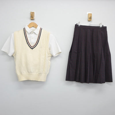 【中古】兵庫県 香寺高等学校 女子制服 4点（シャツ・ニットベスト・スカート）sf025104