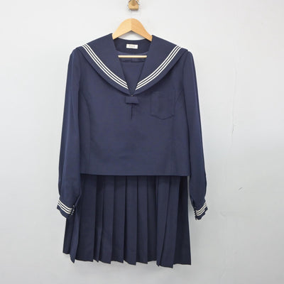 【中古】福島県 勿来第二中学校 女子制服 3点（セーラー服・スカート）sf025126