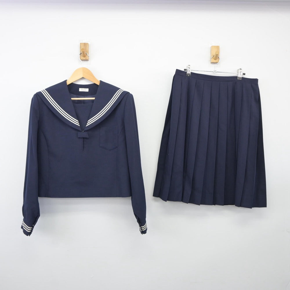 【中古】福島県 勿来第二中学校 女子制服 3点（セーラー服・スカート）sf025126