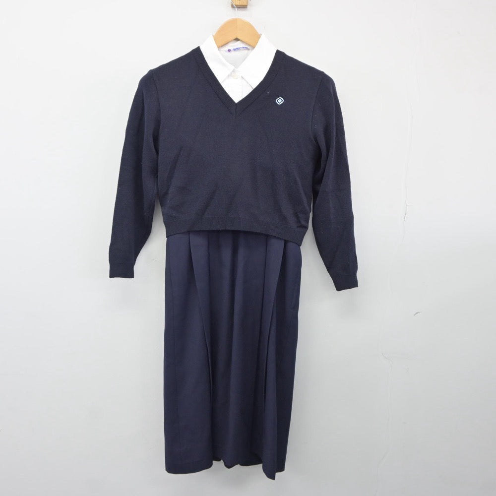 【中古】熊本県 熊本信愛女学院中学校 女子制服 5点（ニット・シャツ・ジャンパースカート）sf025138