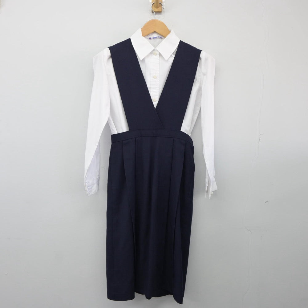 【中古】熊本県 熊本信愛女学院中学校 女子制服 5点（ニット・シャツ・ジャンパースカート）sf025138