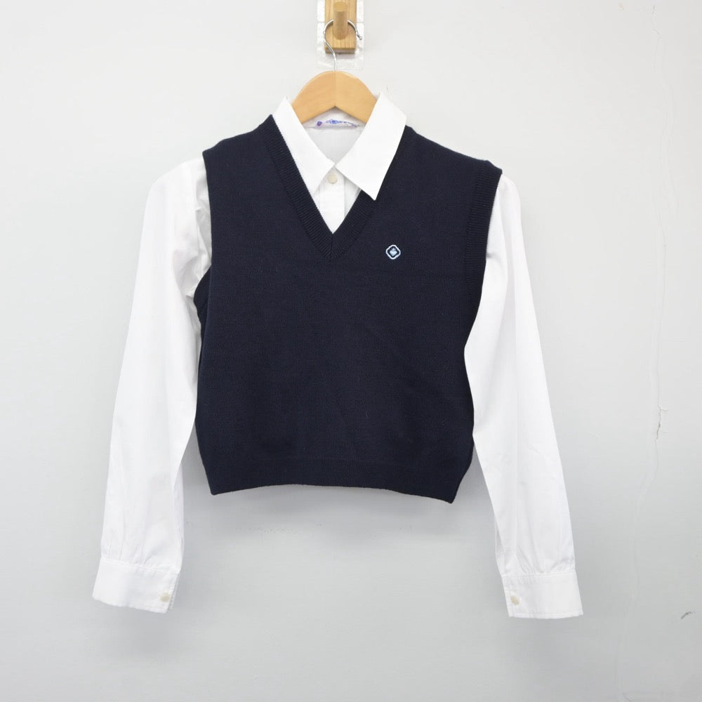 【中古】熊本県 熊本信愛女学院中学校 女子制服 3点（ニット・ニットベスト・シャツ）sf025139