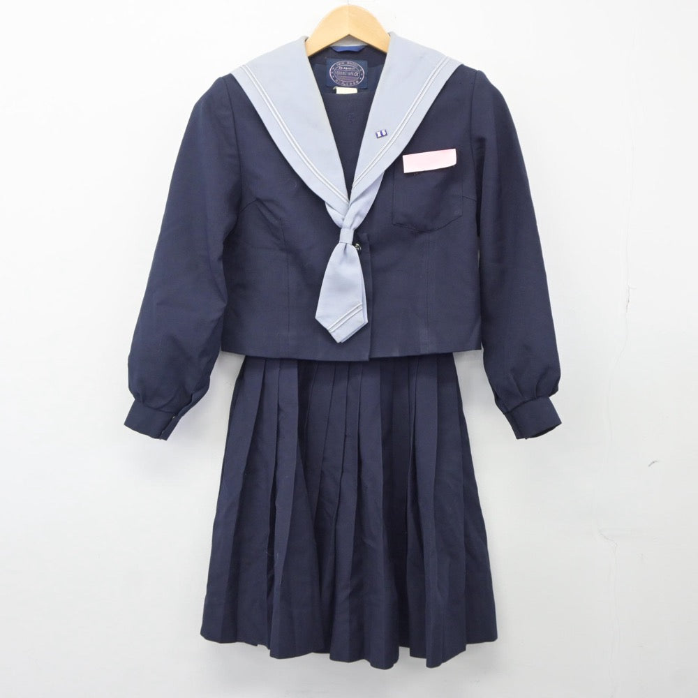 【中古】徳島県 藍住東中学校 女子制服 3点（セーラー服・スカート）sf025148