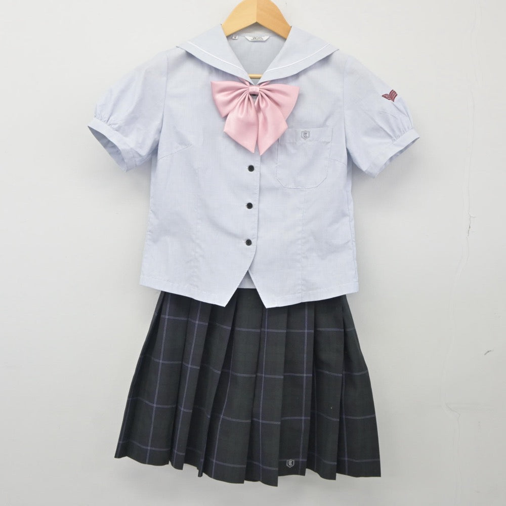 【中古】愛知県 杜若高等学校 女子制服 5点（シャツ・ニット・スカート）sf025151