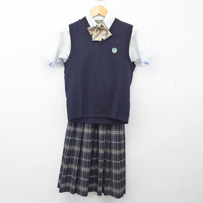 【中古】福岡県 輝翔館中等教育学校 女子制服 5点（シャツ・ニットベスト・スカート）sf025156