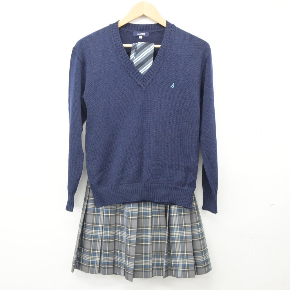 【中古】神奈川県 湘南学院高等学校 女子制服 4点（ブレザー・ニット・スカート）sf025168