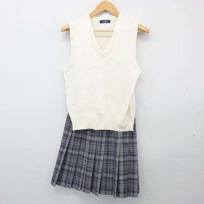 【中古】神奈川県 湘南学院高等学校 女子制服 2点（ニットベスト・スカート）sf025169