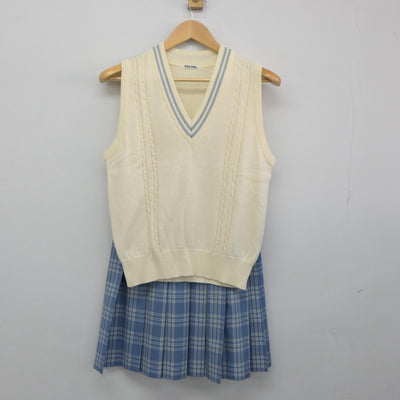 【中古】北海道 札幌東商業高等学校 女子制服 2点（ニットベスト・スカート）sf025208