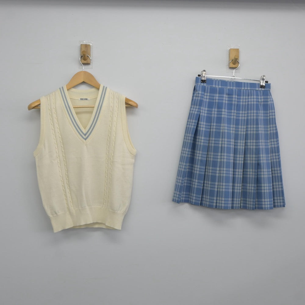 【中古】北海道 札幌東商業高等学校 女子制服 2点（ニットベスト・スカート）sf025208