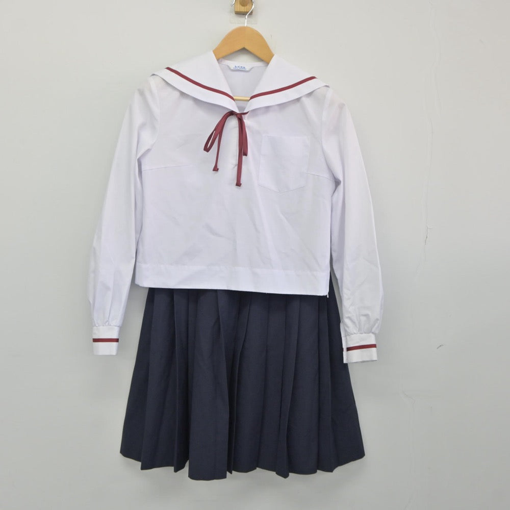 【中古】静岡県 門池中学校 女子制服 4点（セーラー服・スカート）sf025222