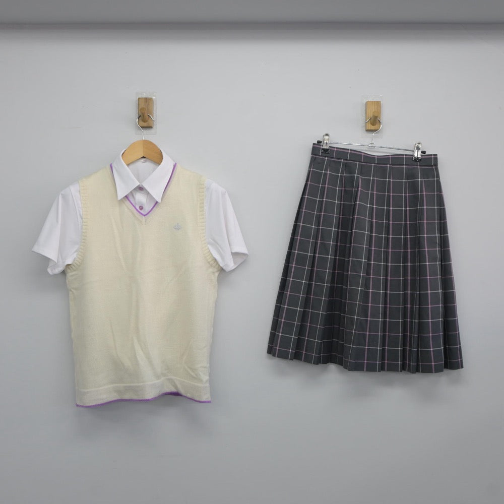 【中古】大阪府 香ケ丘リベルテ高等学校 女子制服 4点（ニットベスト・シャツ・スカート）sf025229