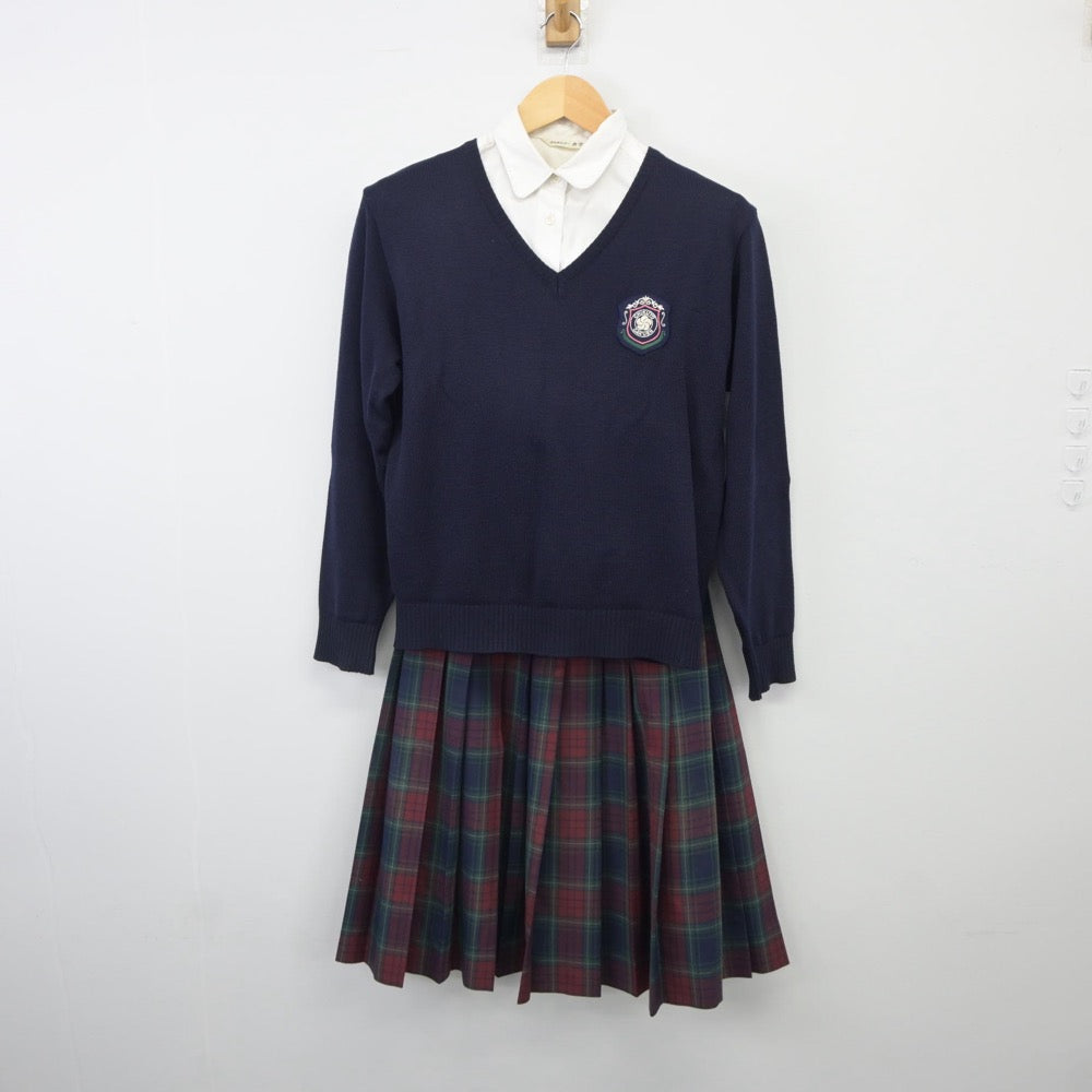 【中古】福岡県 筑陽学園高等学校 女子制服 4点（ブレザー・シャツ・ニット・スカート）sf025271