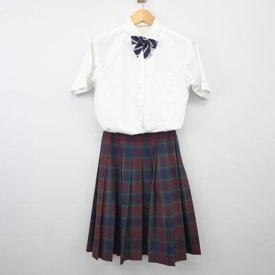 【中古】福岡県 筑陽学園高等学校 女子制服 4点（シャツ・ニットベスト・スカート）sf025272