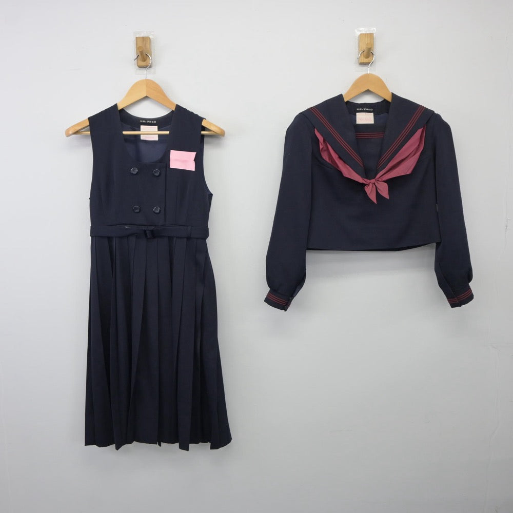 【中古】福岡県 久留米市立宮ノ陣中学校 女子制服 2点（セーラー服・ジャンパースカート）sf025273