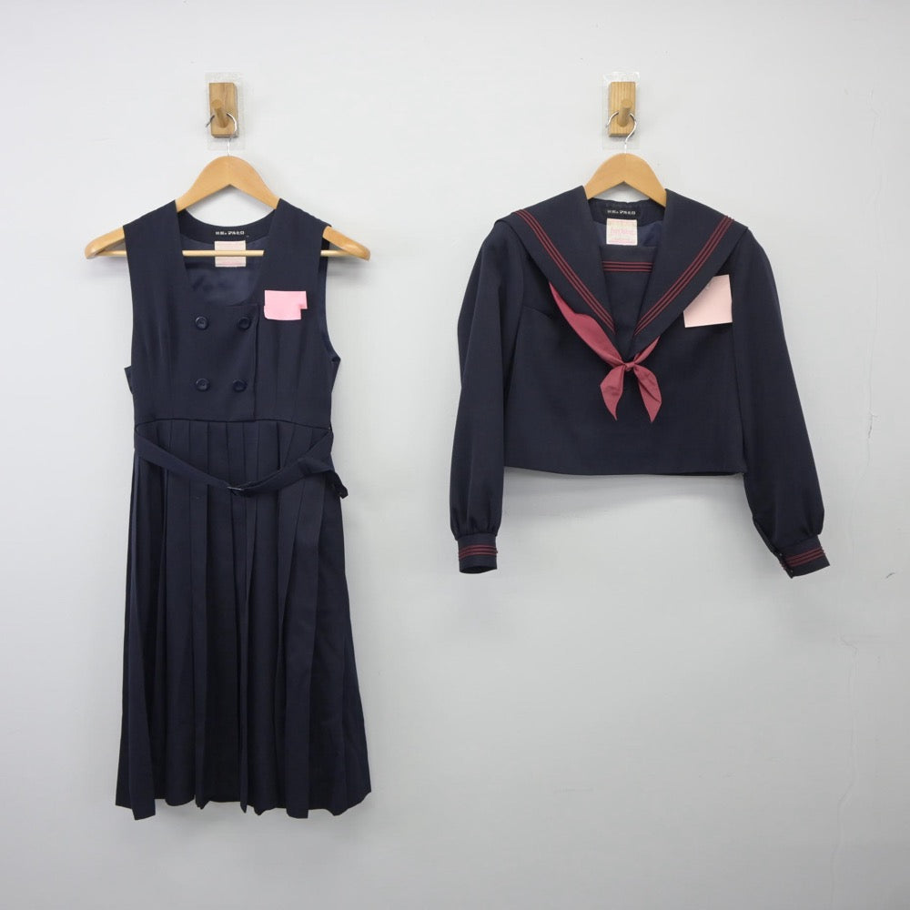 【中古】福岡県 久留米市立宮ノ陣中学校 女子制服 2点（セーラー服・ジャンパースカート）sf025274