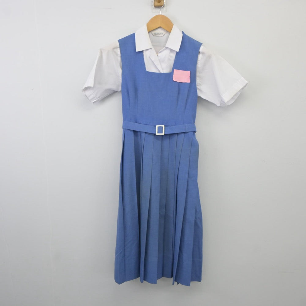 【中古】福岡県 久留米市立宮ノ陣中学校 女子制服 2点（シャツ・ジャンパースカート）sf025282