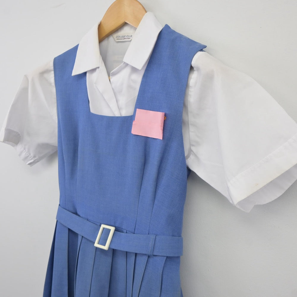 【中古】福岡県 久留米市立宮ノ陣中学校 女子制服 2点（シャツ・ジャンパースカート）sf025282