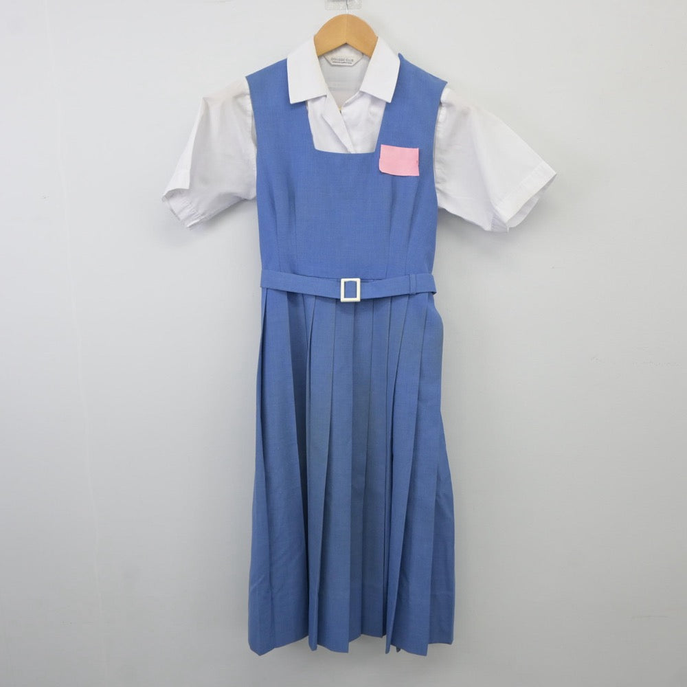 【中古】福岡県 久留米市立宮ノ陣中学校 女子制服 2点（シャツ・ジャンパースカート）sf025282