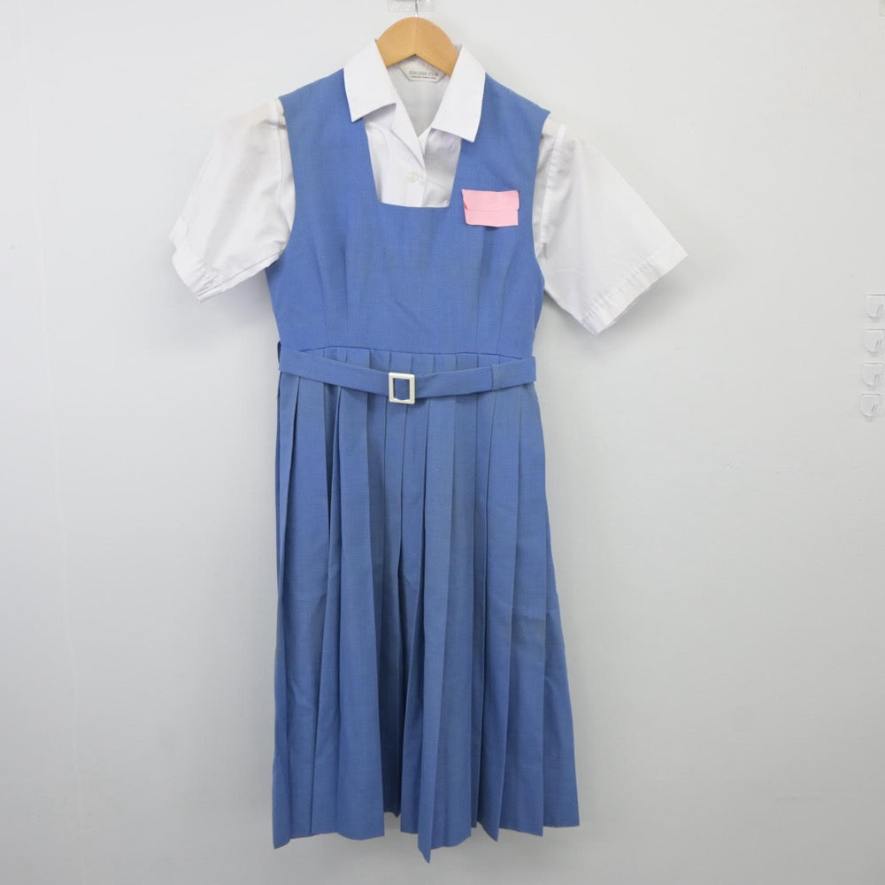 【中古】福岡県 久留米市立宮ノ陣中学校 女子制服 2点（シャツ・ジャンパースカート）sf025284