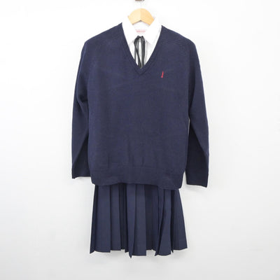 【中古】愛媛県 松山市立内宮中学校 女子制服 3点（シャツ・ニット・スカート）sf025285