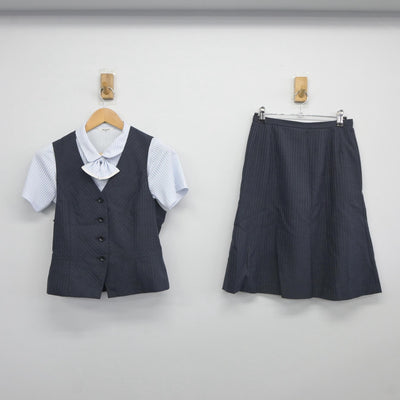 【中古】 女性事務服 女子制服 3点（ベスト・シャツ・スカート）sf025347