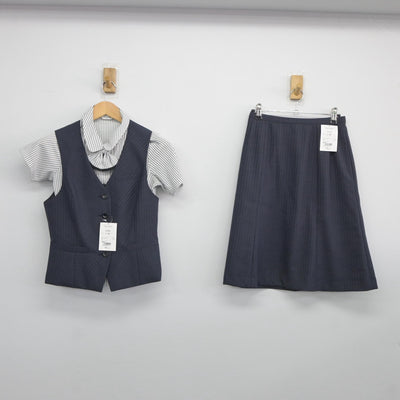 【中古】 女性事務服 女子制服 3点（ベスト・シャツ・スカート）sf025348