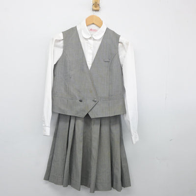 【中古】千葉県 佐倉東中学校 女子制服 4点（ブレザー・シャツ・ベスト・スカート）sf025358