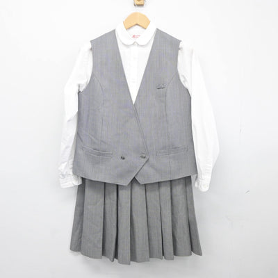 【中古】千葉県 佐倉東中学校 女子制服 4点（ブレザー・シャツ・ベスト・スカート）sf025359