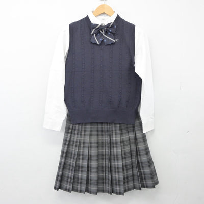 【中古】神奈川県 白鵬女子高等学校 女子制服 5点（シャツ・ニットベスト・スカート）sf025389