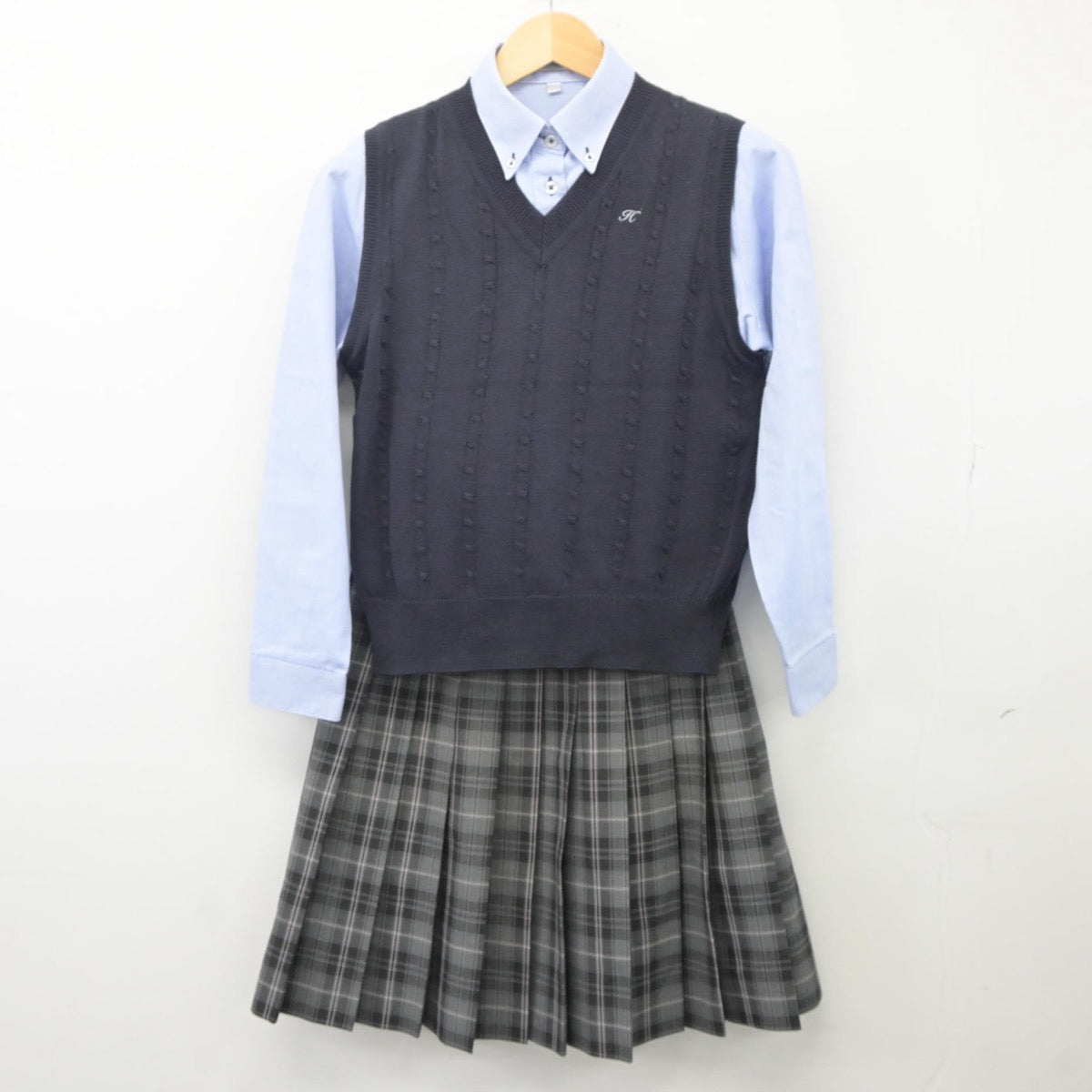 【中古】神奈川県 白鵬女子高等学校 女子制服 5点（シャツ・ニットベスト・スカート）sf025389