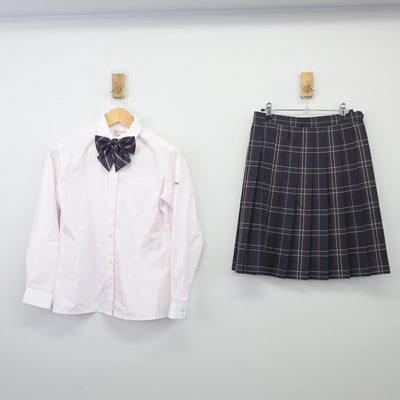 【中古】福岡県 西日本短期大学附属高等学校 女子制服 6点（ブレザー・シャツ・ニット・スカート）sf025394