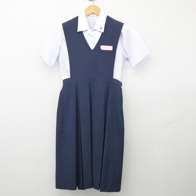 【中古】福岡県 沼中学校 女子制服 3点（シャツ・シャツ・ジャンパースカート）sf025407