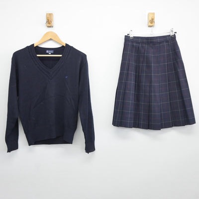 【中古】東京都 吉祥女子中学高等学校 女子制服 3点（ニット・スカート・スカート）sf025442