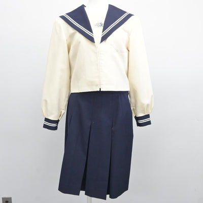 【中古】和歌山県 開智高等学校 女子制服 3点（セーラー服・シャツ・スカート）sf025456