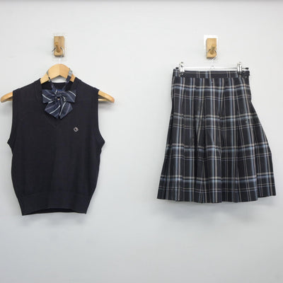 【中古】埼玉県 浦和麗明高等学校 女子制服 3点（ニットベスト・スカート）sf025474