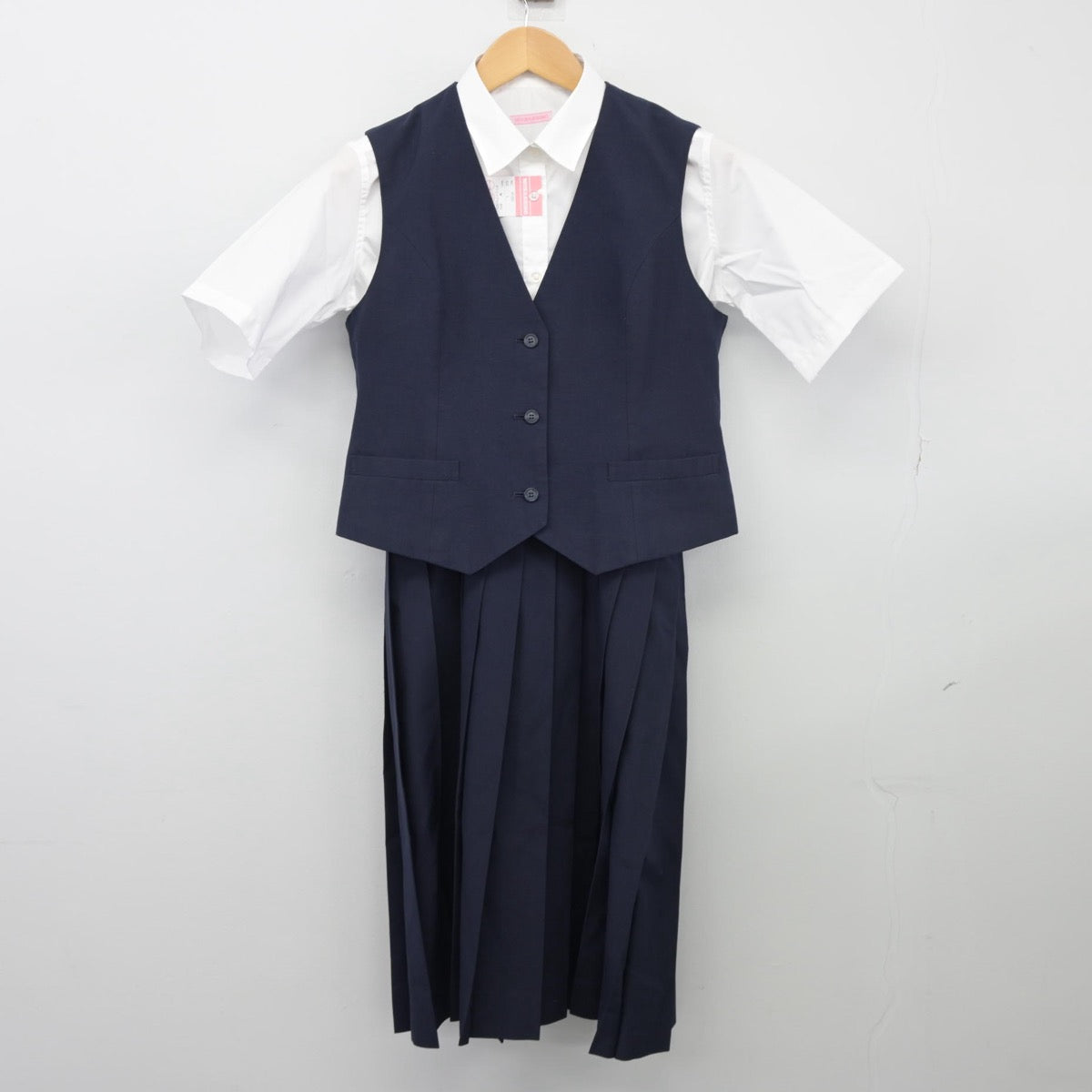 【中古】東京都 つくし野中学校 女子制服 3点（ベスト・シャツ・スカート）sf025503