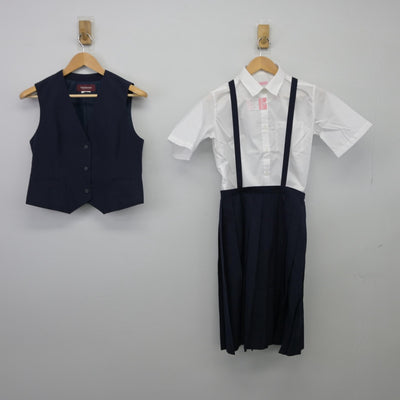 【中古】東京都 つくし野中学校 女子制服 3点（ベスト・シャツ・スカート）sf025503