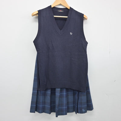 【中古】埼玉県 浦和北高等学校 女子制服 2点（ニットベスト・スカート）sf025534