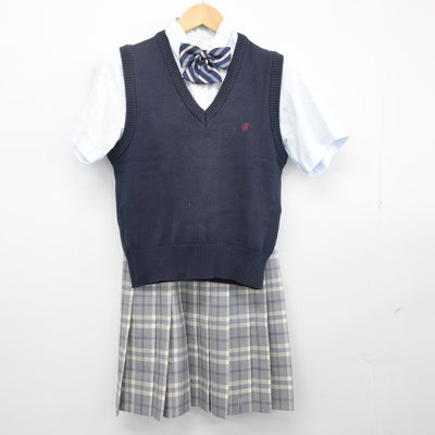 【中古】千葉県 日本体育大学柏高等学校 女子制服 4点（シャツ・ニットベスト・スカート）sf025547