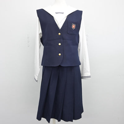 【中古】岡山県 就実高等学校 女子制服 4点（ブレザー・ベスト・セーラー服・スカート）sf025572