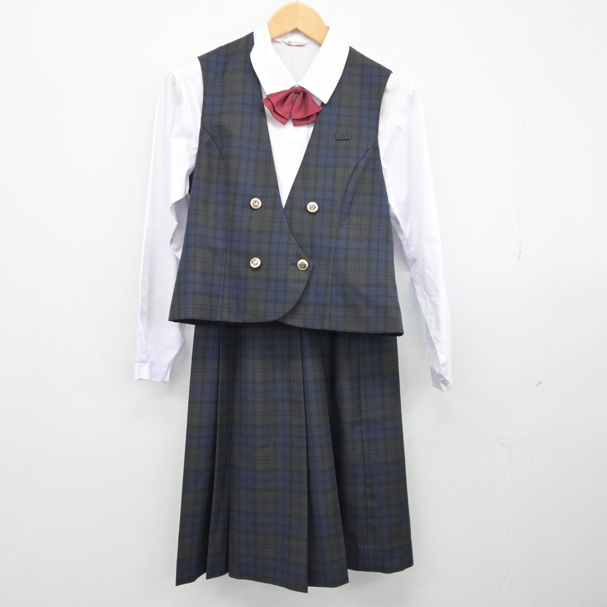 【中古】愛媛県 済美高等学校 女子制服 5点（ブレザー・ベスト・シャツ・スカート）sf025586