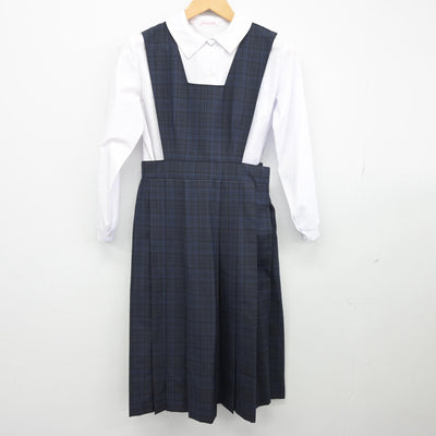 【中古】福岡県 次郎丸中学校 女子制服 2点（シャツ・ジャンパースカート）sf025595