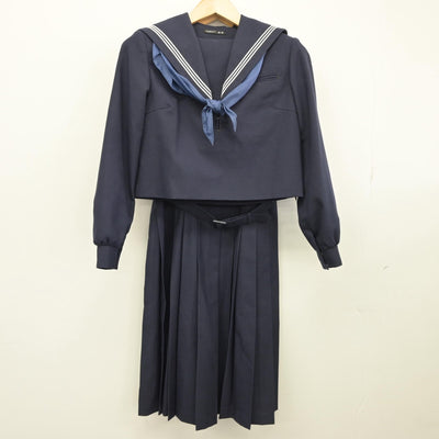 【中古】福岡県 次郎丸中学校 女子制服 3点（セーラー服・ジャンパースカート）sf025596