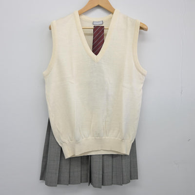 【中古】東京都 東洋高等学校 女子制服 3点（ニットベスト・スカート）sf025607