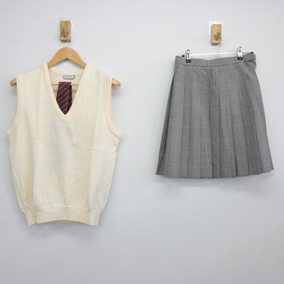 【中古】東京都 東洋高等学校 女子制服 3点（ニットベスト・スカート）sf025607